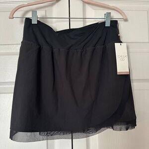 Calia Black Mesh Pieced HR Skort